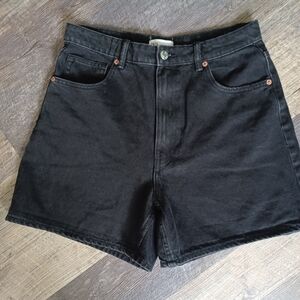 Zara Black High-Rise Denim Shorts
